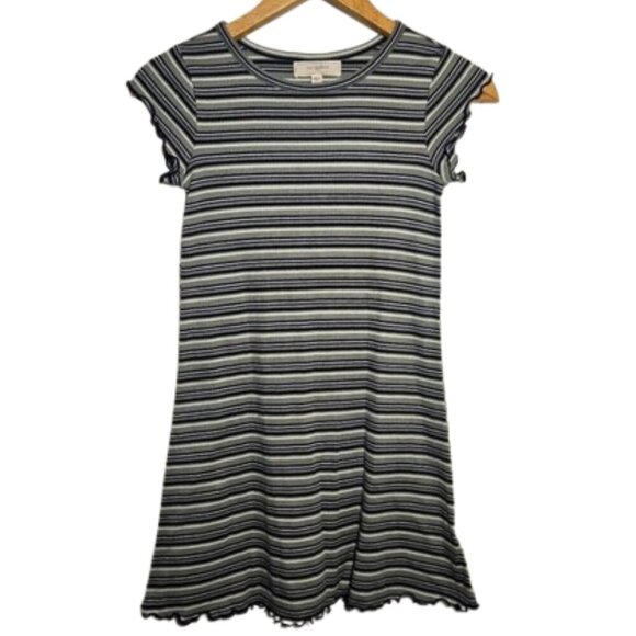 No Comment Dresses & Skirts - No Comment Multicolor Stripped Lettuce Hem Y2K Short Sleeve Mini Dress Small